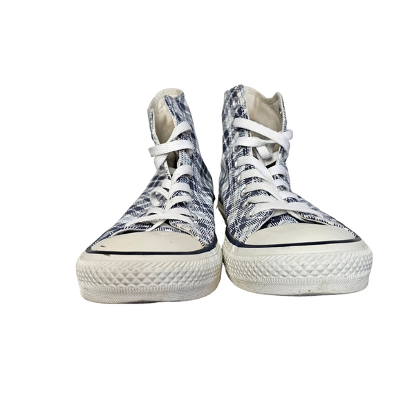 Converse Blue Plaid Hightops Sneakers 8.5 - Picture 7 of 10